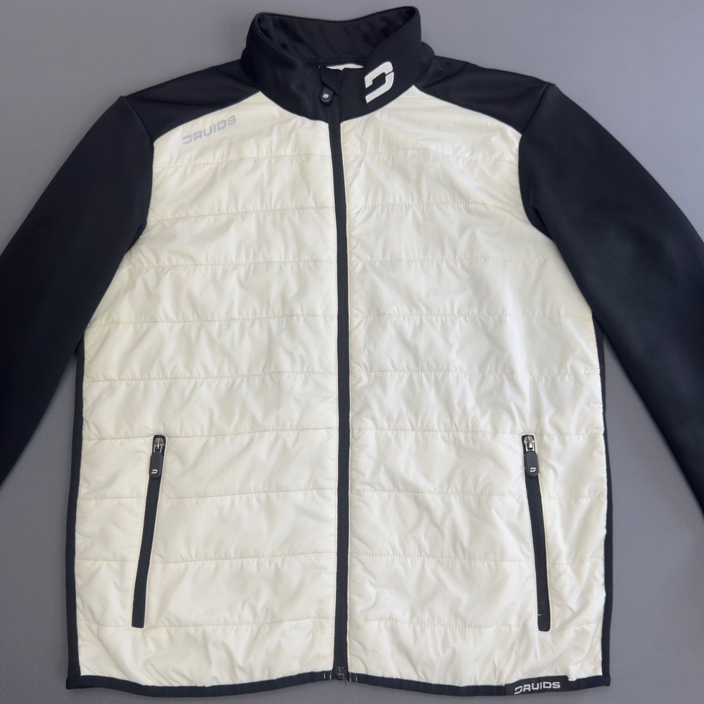 Druids Mens Clima Golf Jacket Off White Black Full Zip Lightweight‎ Small